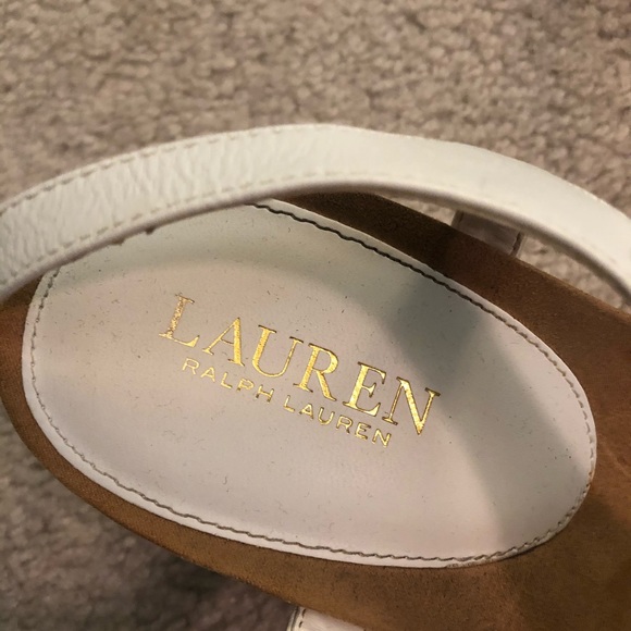 White Ralph Lauren designer wedge sandals - Picture 3 of 5